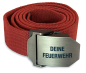 Preview: Robuster Stoffgurt Feuerwehr Rot mit Gravur