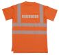 Preview: T-Shirt mit V-Ausschnitt ISO 20471 Klasse 2 Beschriftung refl. FEUERWEHR gross auf Rücken