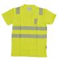 Preview: T-Shirt mit V-Ausschnitt ISO 20471 Klasse 2 Beschriftung refl. FEUERWEHR klein auf Brust