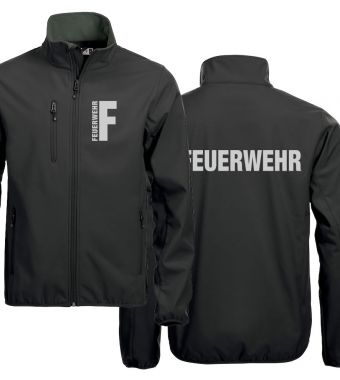Softshell-Jacke Basic Beschriftung refl. FEUERWEHR klein auf Brust und gross auf Rücken