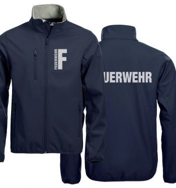 Softshell-Jacke Basic Beschriftung refl. FEUERWEHR klein auf Brust und gross auf Rücken