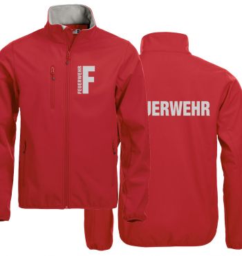 Softshell-Jacke Basic Beschriftung refl. FEUERWEHR klein auf Brust und gross auf Rücken