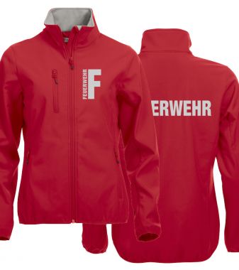 Softshell-Jacke Basic Ladies Beschriftung refl. FEUERWEHR klein auf Brust und gross auf Rücken