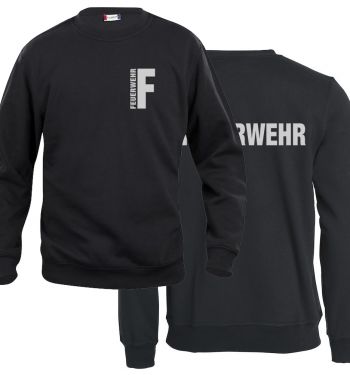 Sweat-Shirt Basic Beschriftung refl. FEUERWEHR klein auf Brust und gross auf Rücken