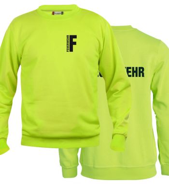 Sweat-Shirt Basic Beschriftung schwarz FEUERWEHR klein auf Brust und gross auf Rücken