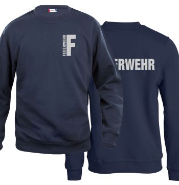 Sweat-Shirt Basic Beschriftung refl. FEUERWEHR klein auf Brust und gross auf Rücken
