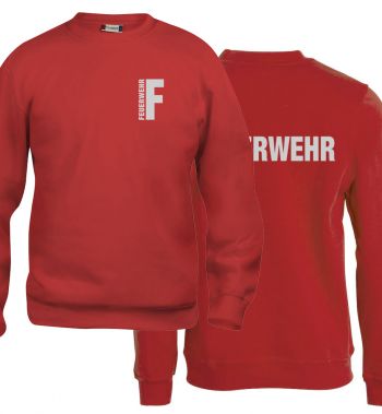 Sweat-Shirt Basic Beschriftung refl. FEUERWEHR klein auf Brust und gross auf Rücken
