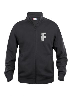 Sweatjacke Basic Cardigan Beschriftung refl. FEUERWEHR klein auf Brust