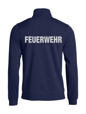 Sweatjacke Basic Cardigan Beschriftung refl. FEUERWEHR gross auf Rücken