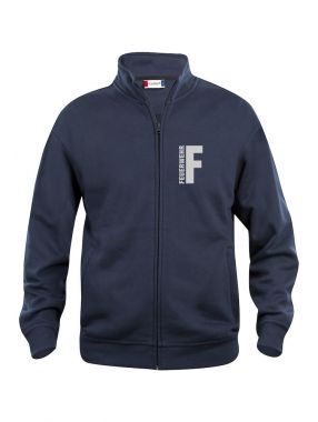 Sweatjacke Basic Cardigan Beschriftung refl. FEUERWEHR klein auf Brust