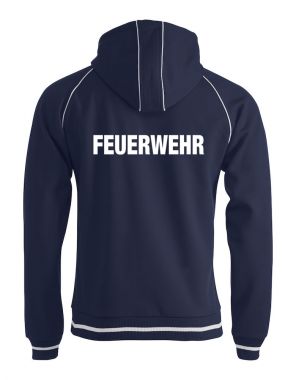 Sportliche Sweatjacke Beschriftung weiss FEUERWEHR gross auf Rücken