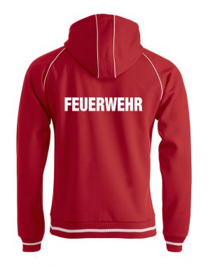 Sportliche Sweatjacke Beschriftung weiss FEUERWEHR gross auf Rücken