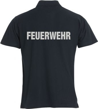 Polo-Shirt Basic Beschriftung refl. FEUERWEHR gross auf Rücken