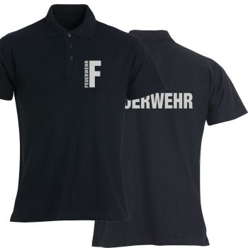 Polo-Shirt Basic Beschriftung refl. FEUERWEHR klein auf Brust und gross auf Rücken