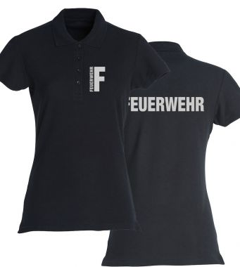 Polo-Shirt Basic Ladies Beschriftung refl. FEUERWEHR klein auf Brust und gross auf Rücken