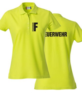 Polo-Shirt Basic Ladies Beschriftung schwarz FEUERWEHR klein auf Brust und gross auf Rücken