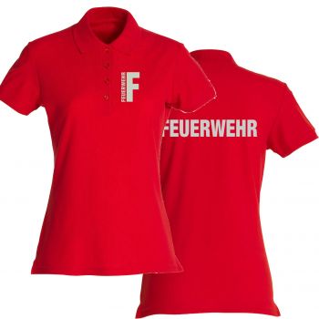 Polo-Shirt Basic Ladies Beschriftung refl. FEUERWEHR klein auf Brust und gross auf Rücken