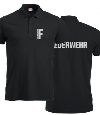 Polo-Shirt Manhattan Beschriftung refl. FEUERWEHR klein auf Brust und gross auf Rücken