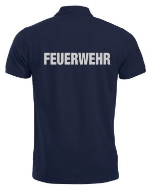 Polo-Shirt Manhattan Beschriftung refl. FEUERWEHR gross auf Rücken