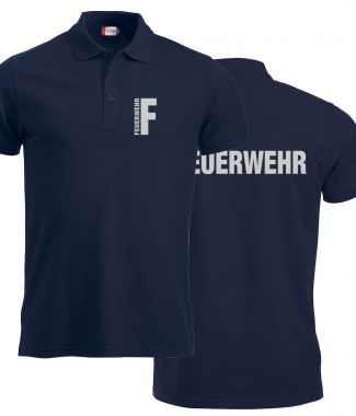 Polo-Shirt Manhattan Beschriftung refl. FEUERWEHR klein auf Brust und gross auf Rücken