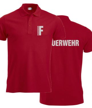 Polo-Shirt Manhattan Beschriftung refl. FEUERWEHR klein auf Brust und gross auf Rücken