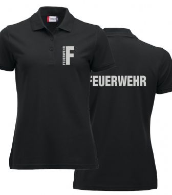 Polo-Shirt Manhattan Ladies Beschriftung refl. FEUERWEHR klein auf Brust und gross auf Rücken