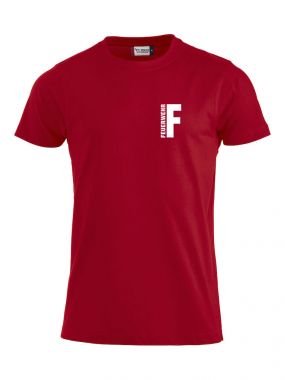 T-Shirt Premium T Beschriftung weiss FEUERWEHR klein auf Brust