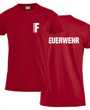 T-Shirt Premium T Beschriftung weiss FEUERWEHR klein auf Brust und gross auf Rücken