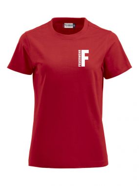T-Shirt Premium T Ladies Beschriftung weiss FEUERWEHR klein auf Brust