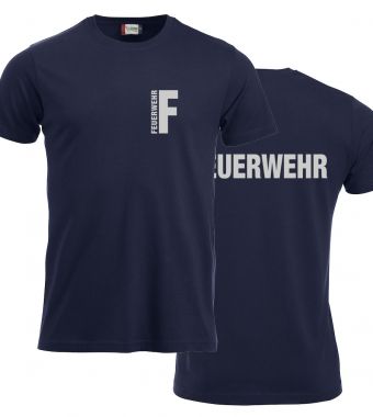 T-Shirt New-Classic T Beschriftung refl. FEUERWEHR klein auf Brust und gross auf Rücken