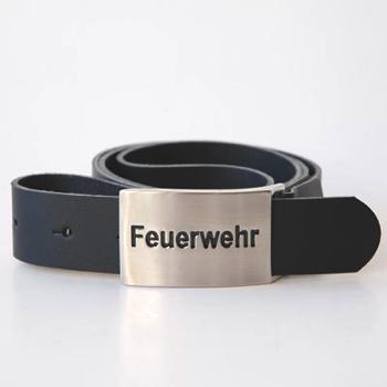 Feuerwehrgürtel schwarz, Leder mit Metallschnalle