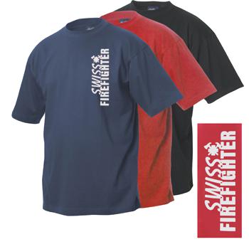 T-Shirt Swiss Firefighter vorne auf Brust