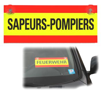 Signalisationsschild unbeleuchtet, SAPEURS-POMPIERS mit Saugnäpfen