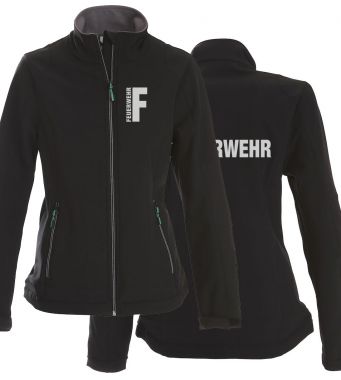 Softshell-Jacke Trial Ladies Beschriftung refl. FEUERWEHR klein auf Brust und gross auf Rücken