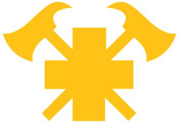 Schweiz Feuerwehrabzeichen (gekreuzte Beile), Qualitätsfolie in Gold