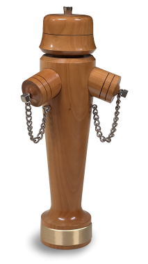 Originelle Pfeffermühle mit Messingschild