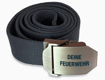 Robuster Stoffgurt Feuerwehr Schwarz mit Gravur