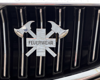 3D-Autokreuz aus Metall, Gold, FEUERWEHR