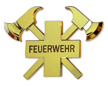 3D-Autokreuz aus Metall, Gold, FEUERWEHR