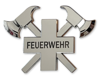 3D-Autokreuz aus Metall, Silber, FEUERWEHR