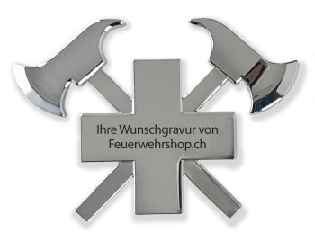 3D-Autokreuz aus Metall, Silber - mit Gravur