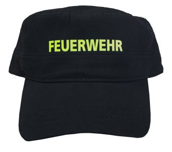 Trooper Cap schwarz mit Aufdruck Feuerwehr in lemon