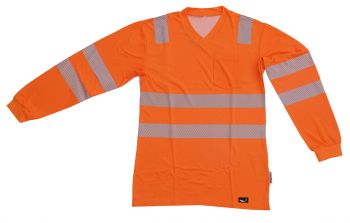 V-Neck Langarm T-Shirt ISO 20471 Klasse 2