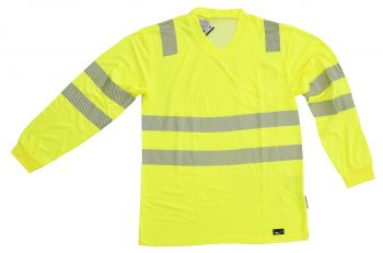 V-Neck Langarm T-Shirt ISO 20471 Klasse 2