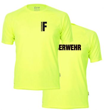 Funktions T-Shirt Cona Beschriftung refl. FEUERWEHR klein auf Brust und gross auf Rücken