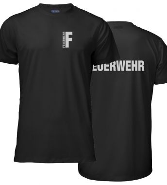 Funktions T-Shirt Beschriftung refl. FEUERWEHR klein auf Brust und gross auf Rücken