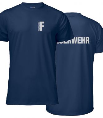 Funktions T-Shirt Beschriftung refl. FEUERWEHR klein auf Brust und gross auf Rücken
