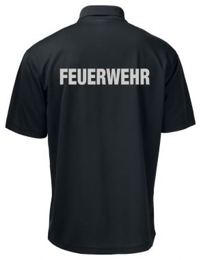 Funktions Polo Piqué Beschriftung refl. FEUERWEHR gross auf Rücken