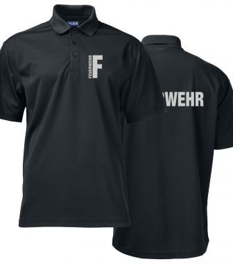 Funktions Polo Piqué Beschriftung refl. FEUERWEHR klein auf Brust und gross auf Rücken