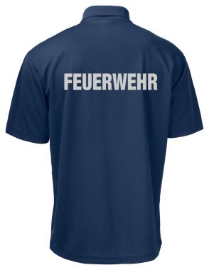Funktions Polo Piqué Beschriftung refl. FEUERWEHR gross auf Rücken